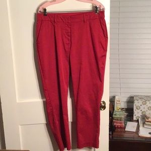 Red capris.